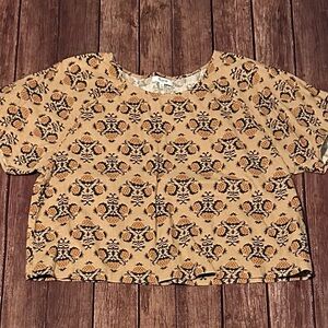 Madewell Tan and Black Floral Blouse